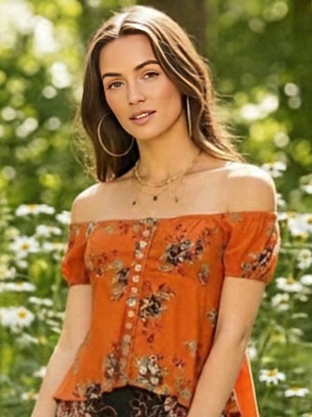 Free People Close To You Orange Floral Crop Top